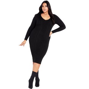 Avenue Women's Plus Size Riley Sweater Dress - 1 of 4