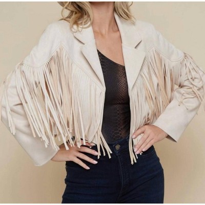 Women's Dutton Suede Fringe Motto Jackets - Saints & Hearts