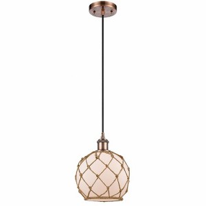 Farmhouse Rope - 1 Light Cord Hung Mini Pendant In Industrial Style-10 Inches Tall and 8 Inches Wide - 1 of 1