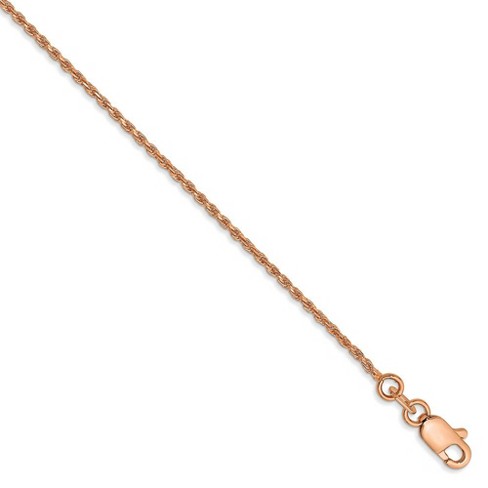 Black Bow Jewelry 1mm, 14k Rose Gold, Diamond Cut Solid Rope Chain Bracelet, 7 Inch - image 1 of 4