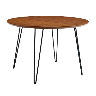 45" Gibby Hairpin Leg Round Dining Table Walnut - Saracina Home