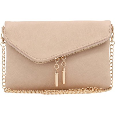 BEAFUP Envelope Wristlet Clutch Crossbody Bag with Detachable Chain Strap, Faux Leather Purse with Magnetic Snap Flap and Hardware