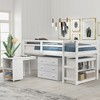NicBex Twin Size Bunk Bed with Movable Desk Loft Bed Pine Bed Frame with Storage Cabinet, Shelf, Ladder and Guardrail, No Box Spring Required - 2 of 4