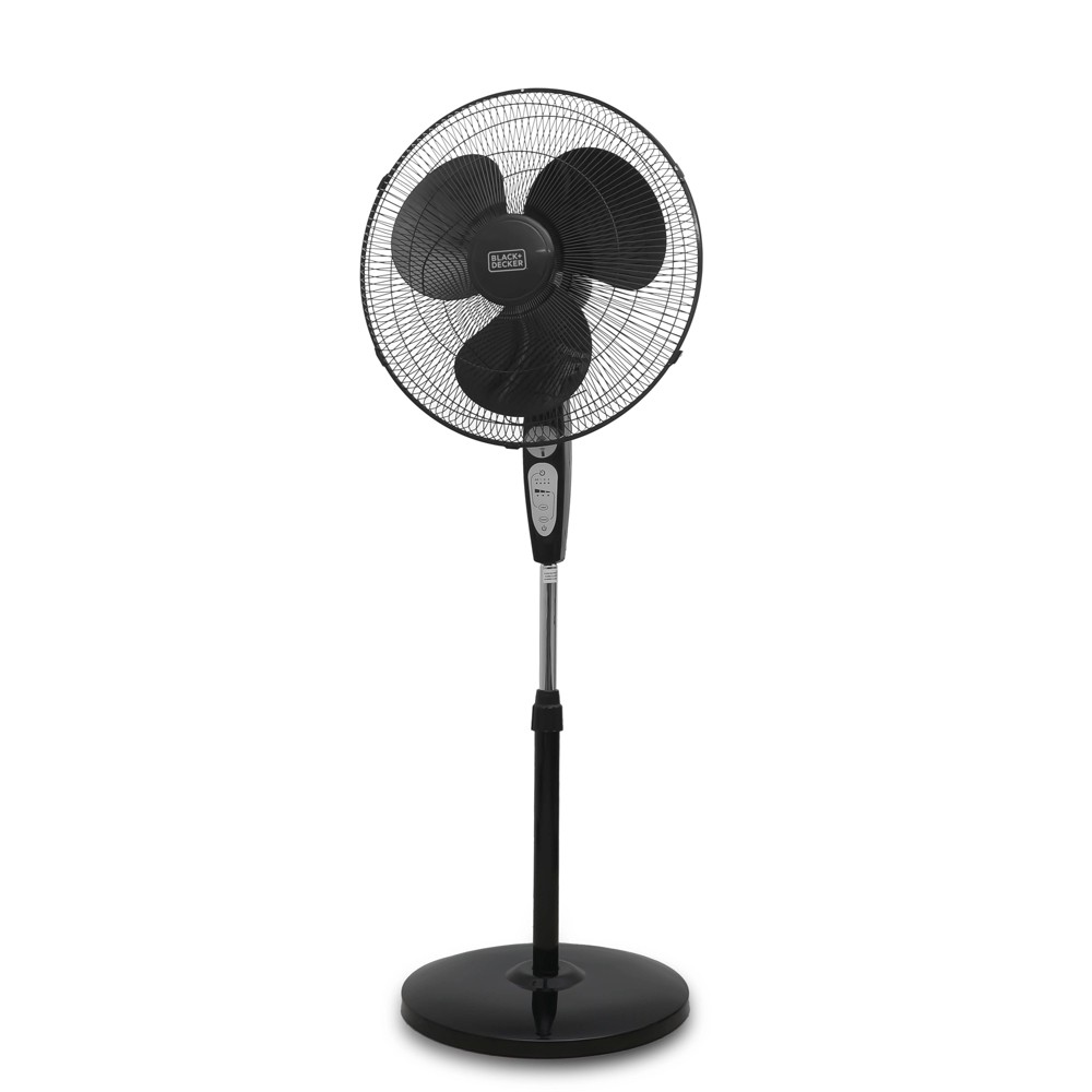 Photos - Fan Black&Decker BLACK+DECKER 18" Oscillating Stand  with Remote Control Black: Adjustable Height, 3 Speeds, ETL Listed 