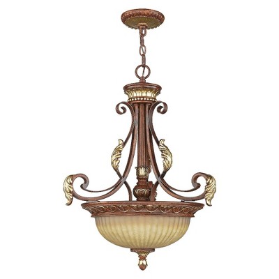 Villa Verona 3-Light Bronze and Glass Pendant