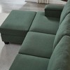 Resenkos 86" L-Shaped Sectional with Ottoman, 3-Seater Linen Sofa with Armrest Organizer, - 2 of 4