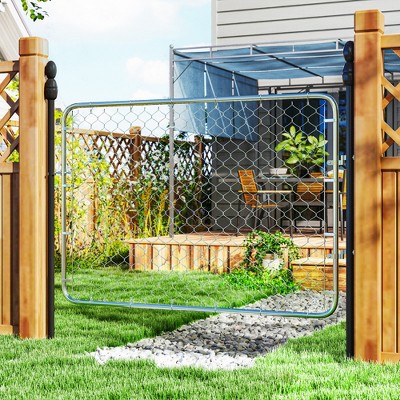 Galvanized Steel Chain Link Garden Gate, 47.2" x 70.9", Silver