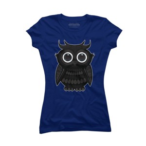 Junior's Design By Humans Black Owl By Adamzworld T-Shirt - 1 of 3