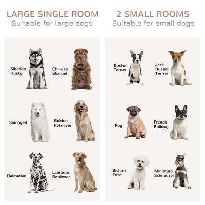 Large Oak Brown Dog Crate End Table with Sliding Doors