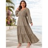 Agnes Orinda Women's Plus Size Polka Dots Boho Flowy Long Lantern Sleeve Ruffle Hem A Line Dresses - 3 of 4