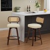Counter Height Bar Stools with PU Leather Seat,26 Inch Swivel Counter Stools for Kitchen Island,Rattan Bar Stools with Walnut Finish-Cuddlewood - 2 of 4