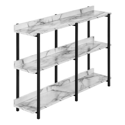 Monarch Specialties Accent Table Console Entryway Narrow Sofa Living Room Bedroom White Marble Look Laminate Black Metal Contemporary Modern