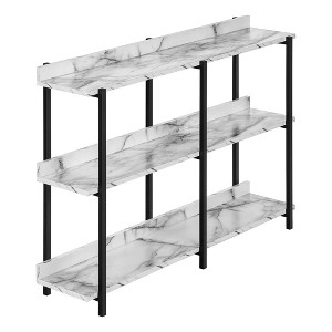 Monarch Specialties Accent Table Console Entryway Narrow Sofa Living Room Bedroom White Marble Look Laminate Black Metal Contemporary Modern - 1 of 4
