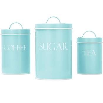 Megachef Essential Kitchen Storage 3 Piece Sugar, Coffee And Tea Canister  Set In Matte White : Target