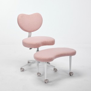 ChicFurnit Task and Office Chairs Modern Cross Legged Desk Chair with Lumbar Support Swivel Chair for Home Office, Pink, 36.2"*27.9"*41.3" - 1 of 4