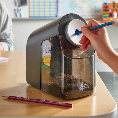 Black and Silver Electric Pencil Sharpener with Auto Adjust Dial