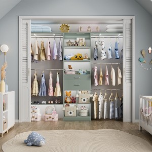 Aheaplus 4.75-8FT Closet System with Wooden Drawers & Cube Storage Organizer - Cyan - 1 of 4
