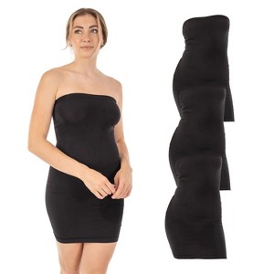 Body Beautiful Shapewear Smooth Strapless Full Body Slip Shaper Nylon Black Medium/Large, 3-Pack - 1 of 4
