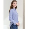 INSPIRE CHIC Women's Striped Button Down Roll-up Long Sleeves Point Collar Shirt - 4 of 4