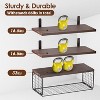 Munora 2-in-1 Floating Shelves with Storage Basket - Rustic Wooden Wall Shelves for Bathroom, Bedroom & Kitchen (15.7"x5.9") - 3 of 4
