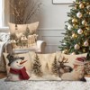 18x18 Christmas Throw Pillow Covers Set of 4, Snowman Santa Reindeer Vintage Christmas Pillow Cover - 4 of 4