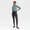 Women's High Waisted Shine Seamless Fleece Lined Leggings - A New Day™ Black - 3 of 3
