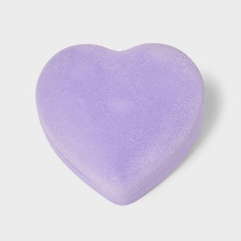 Heart Flocked Trinket Travel Jewelry Box - Wild Fable™ Purple - image 1 of 2