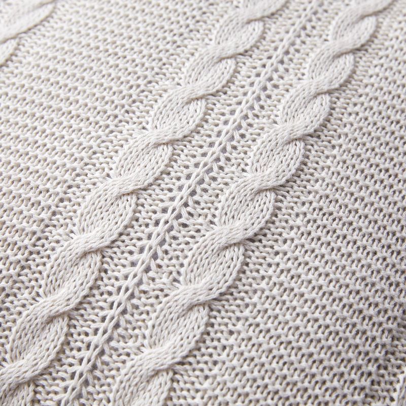 18&#34;x18&#34; Dublin Cable Knit Square Throw Pillow White - VCNY, 6 of 9