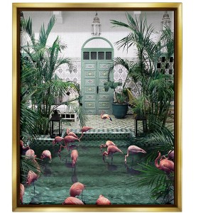 Stupell Industries Tropical Flamingo Pool Resort Framed Floater Canvas Wall Art - 1 of 4