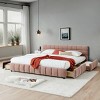 California King Upholstered Platform Bed with Headboard and Underbed Drawers, Chenille Fabric Frame Bed for Bedroom-Baofuwish - 2 of 4