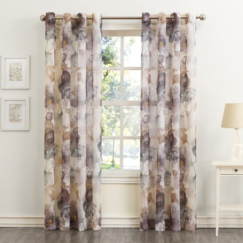 Andorra Floral Print Crushed Voile Grommet Curtain Panel Multi 51