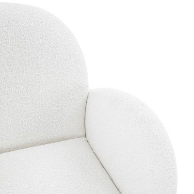 Ivory Boucle Upholstered Armchair with Black Legs