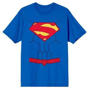 Justice League Superman Crest and Belt Men's Royal Blue T-shirt - 1 of 2