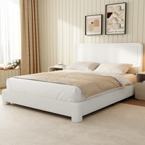 Dyonery Fabric bed frame with headboard Upholstered fabric bed frame, soft rounded corners, adjustable headboard, easy to assemble - 1 of 4