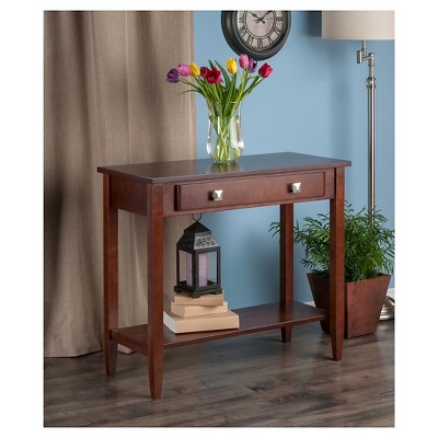 Winsome Richmond Mid-Century Modern Walnut Wood Console Table with Storage