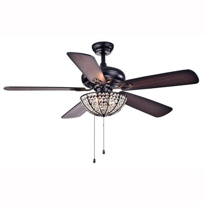 52" x 52" x 21" Hannele Bowl 3 Light 5 Blade Ceiling Fan Black/Brown - Warehouse of Tiffany