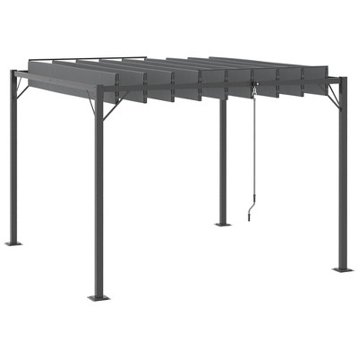 Outsunny Outdoor Louvered Pergola Patio Aluminum Gazebo with Adjustable Roof for Party, Lawn, Garden, Grey