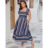 YESFASHION Women Plus Size Casual Maxi Dress Short Sleeves Smocked High Waist Boho Floral Style for Summer - 4 of 4