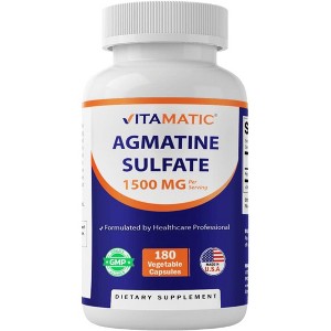 Vitamatic Agmatine Sulfate 1500mg Per Serving - 180 Veg Capsules - 1 of 4