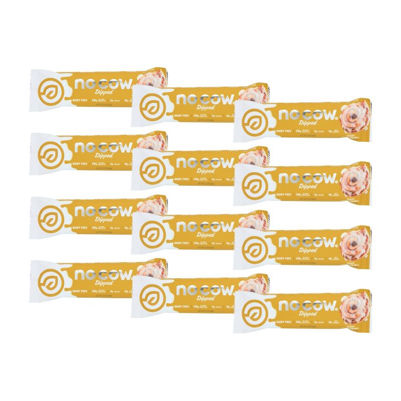 No Cow Sticky Cinnamon Roll Dipped Protein Bar - 12 bars, 2.12 oz, 1 of 5
