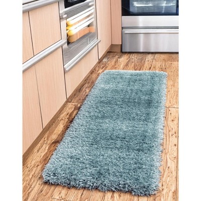 Niagara Blue Braided Shag Runner Rug 2' x 10' - Stain-Resistant & Kid-Friendly