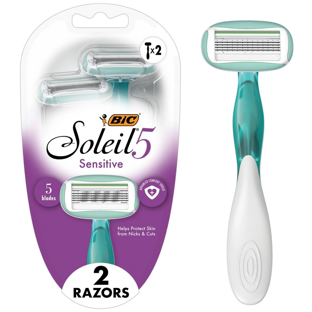 BiC Soleil 5 Sensitive Women's Disposable 5-Blade Razors - 2ct: With Aloe, Includes Blade Guard