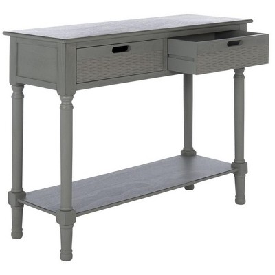 Distressed Gray Wood Console Table with Storage Drawers