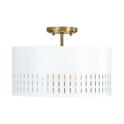 Capital Lighting Dash 3 - Light Semi-Flush Mount in  Aged Brass/White