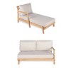 101" Modern Patio Sofa Set with Acacia Wood Frame and Beige Cushions, Outdoor Loveseat and Chaise Lounge -3irtyhousy - 2 of 4