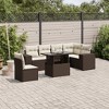 vidaXL 7 Piece Patio Sofa Set with Cushions - Brown and Cream - 2 of 4