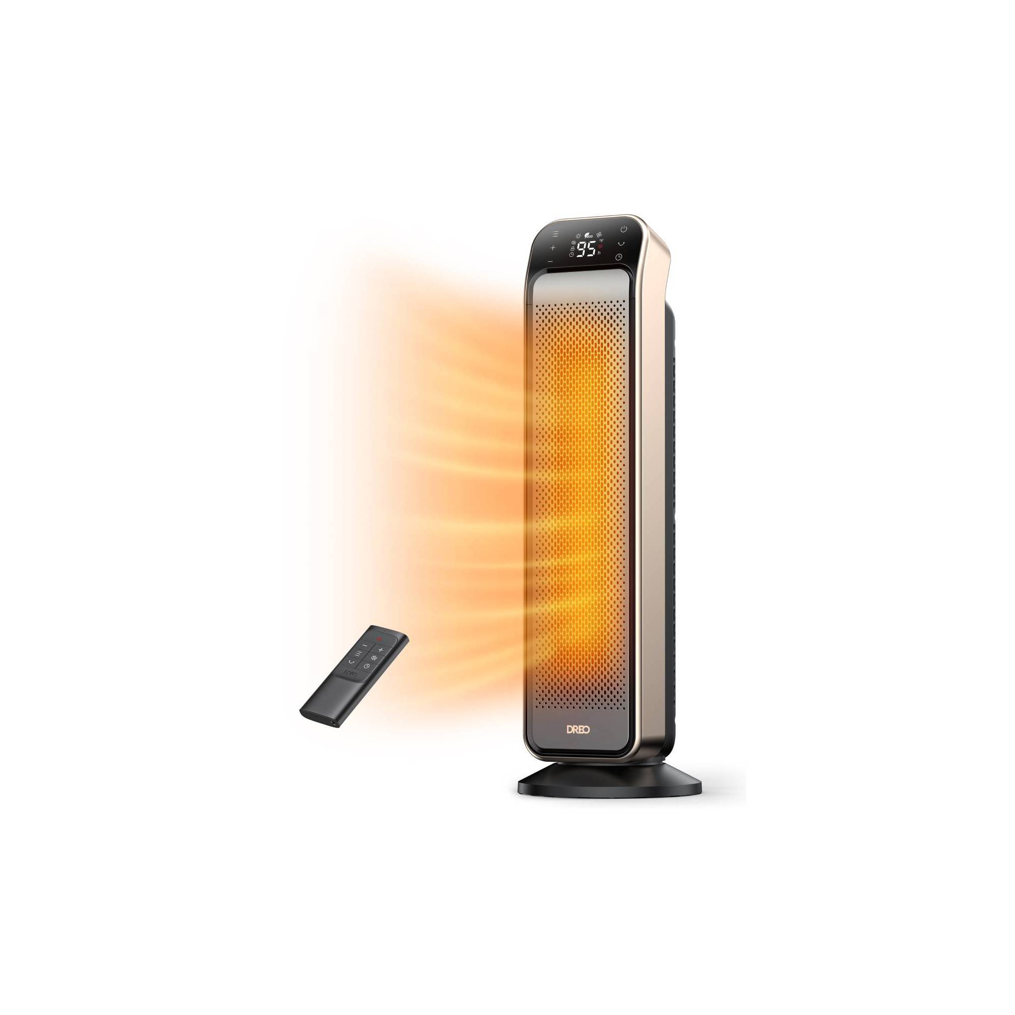 DREO 1500W Solaris Max 25" Ceramic Space Heater Oscillating Fast Heat and Ultra-Quiet ECO Mode Remote