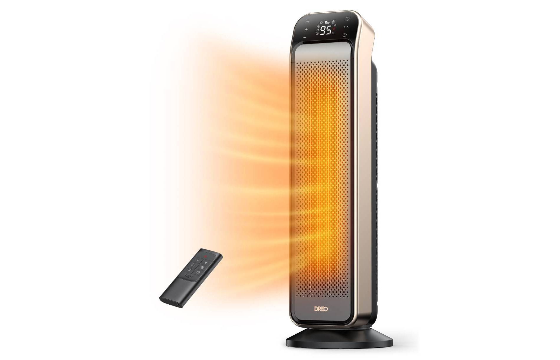 DREO 1500W Solaris Max 25" Ceramic Space Heater Oscillating Fast Heat and Ultra-Quiet ECO Mode Remote