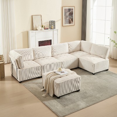 MOONMISS Modular 6- Seat  Sectional Sofa U Shaped Modular Couch with Reversible Chaise Modular Sofa Sectional Couch for Living Room