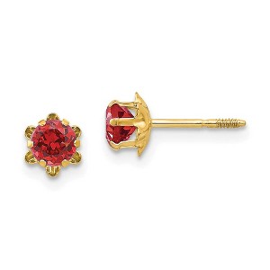Black Bow Jewelry Kids 4mm Synthetic Ruby Screw Back 14k Yellow Gold Stud Earrings - 1 of 4